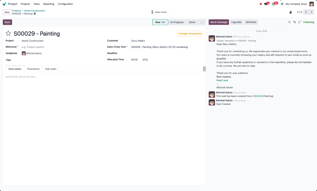 Odoo Projects Team Collaboration