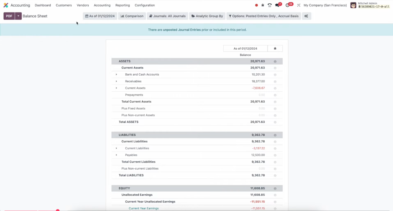Odoo Accounting Reporting