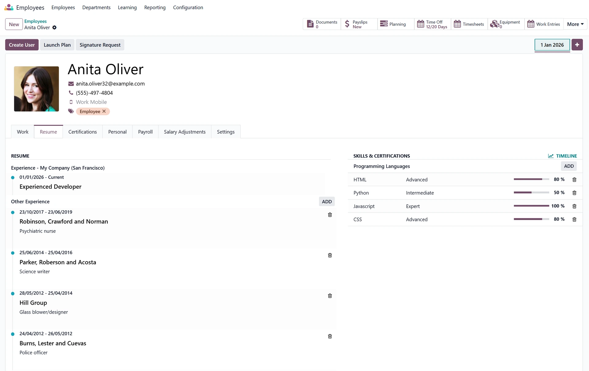 Odoo Employees Skills