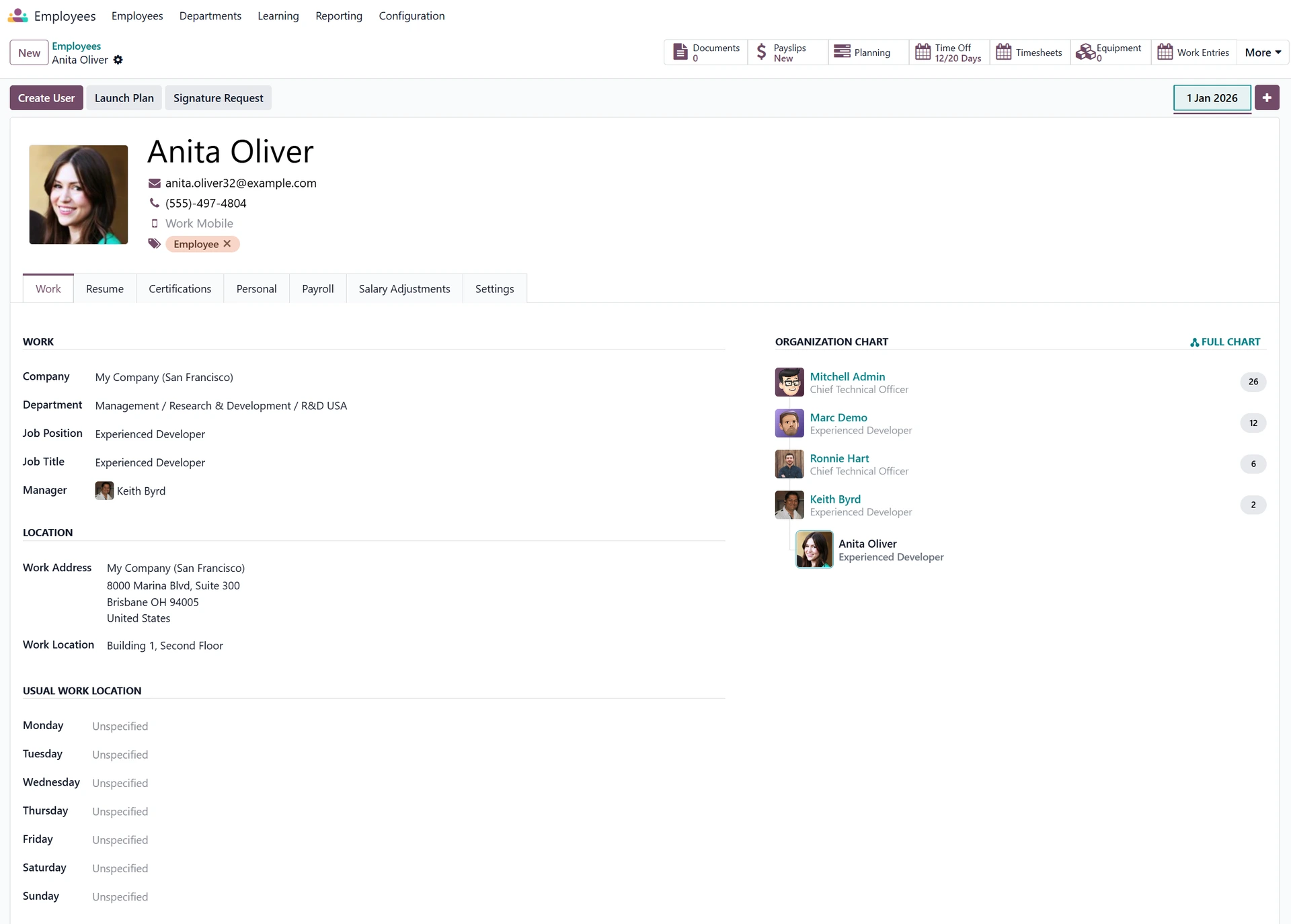 Odoo Employees Work Locations