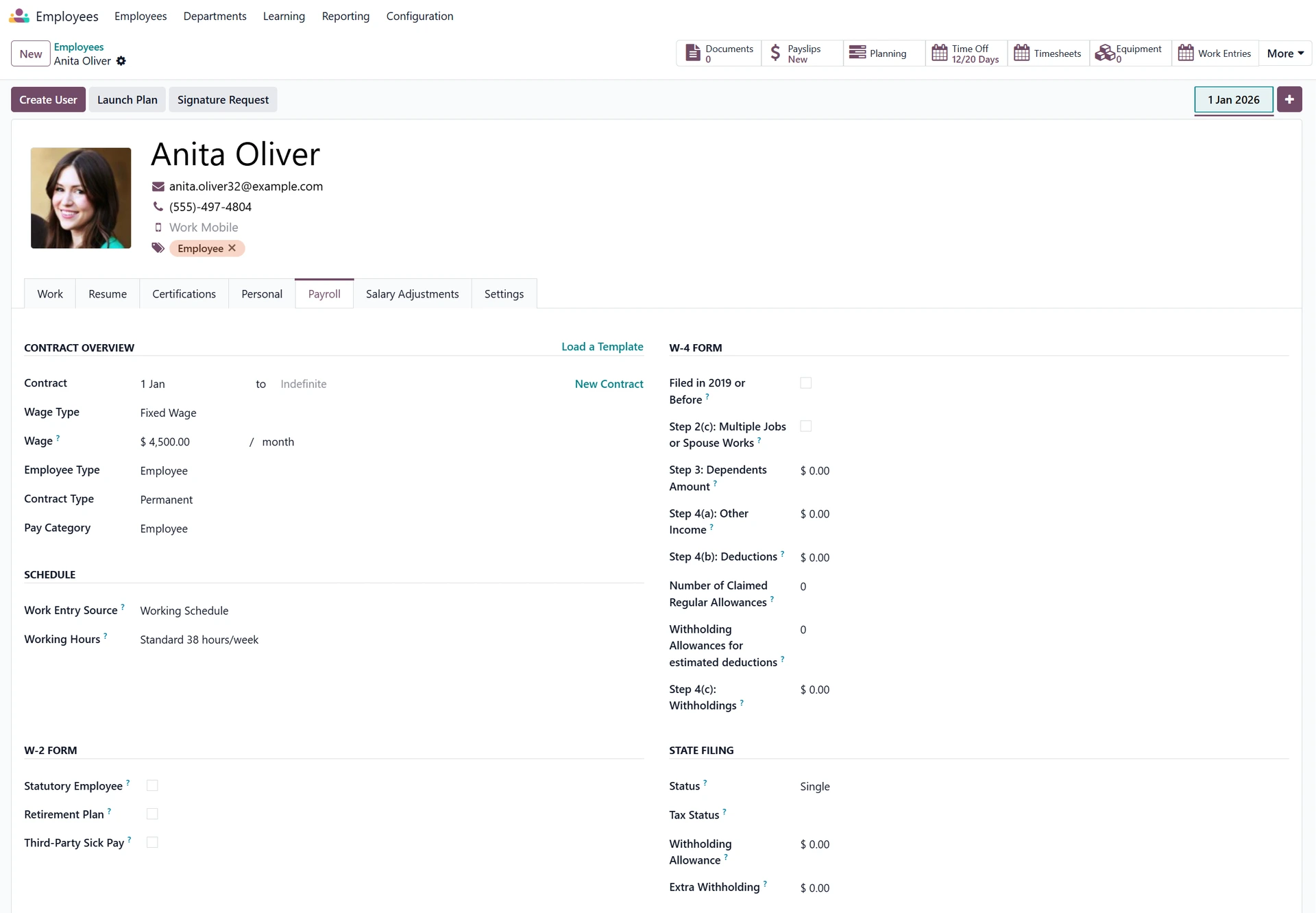 Odoo Employees Contract Details