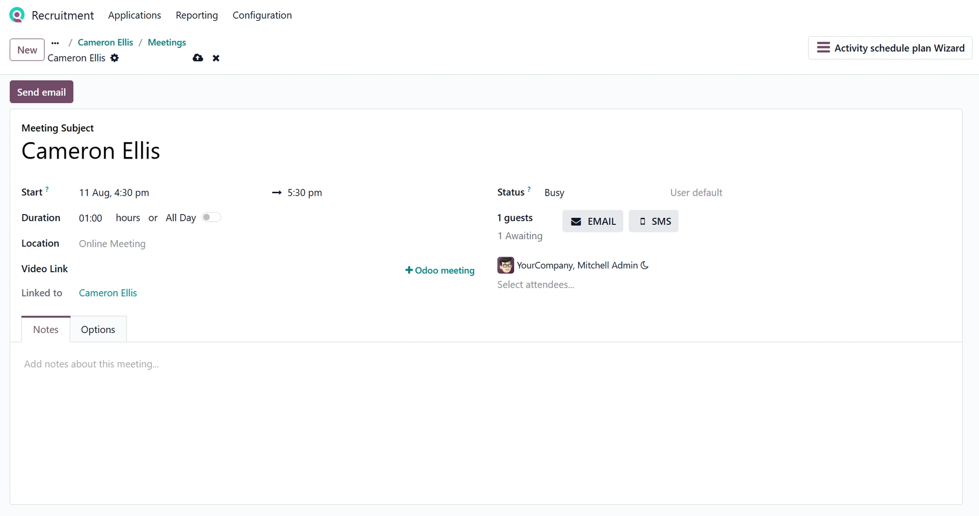 Odoo Recruitment Manage Interviews