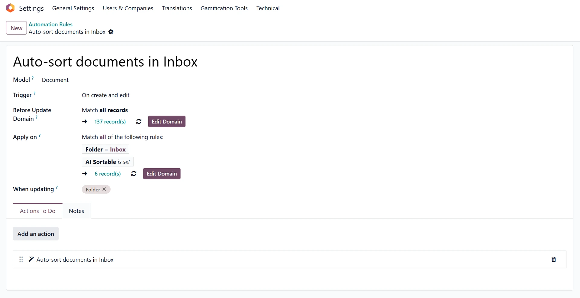 Odoo Documents Automated Rules