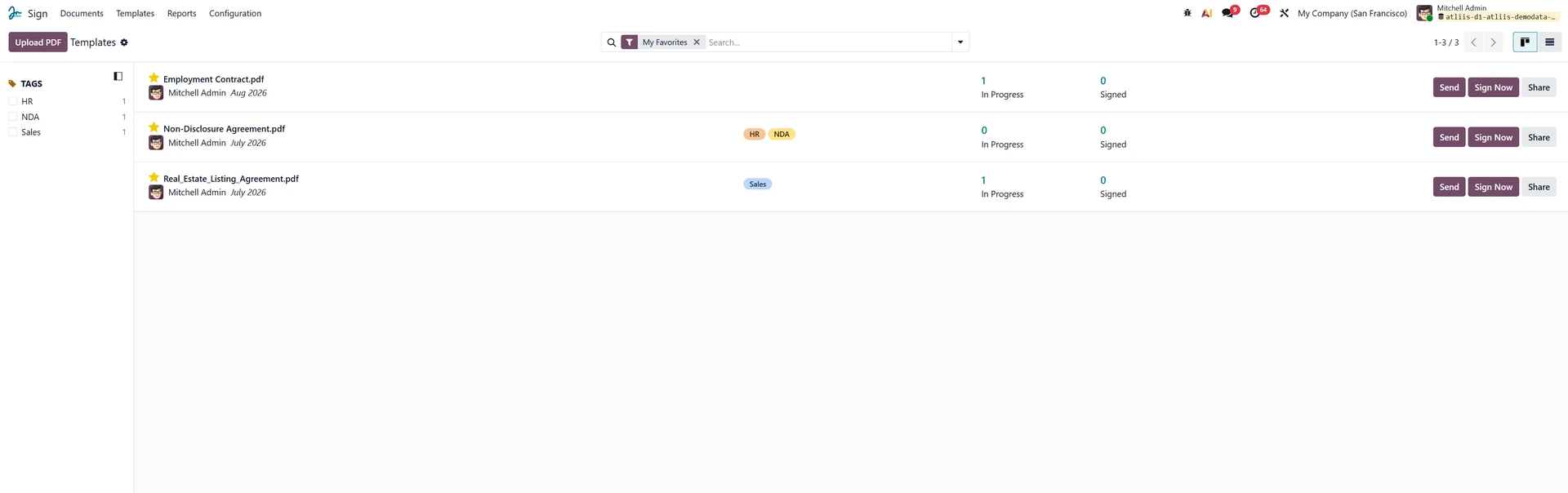 Odoo Sign Templates