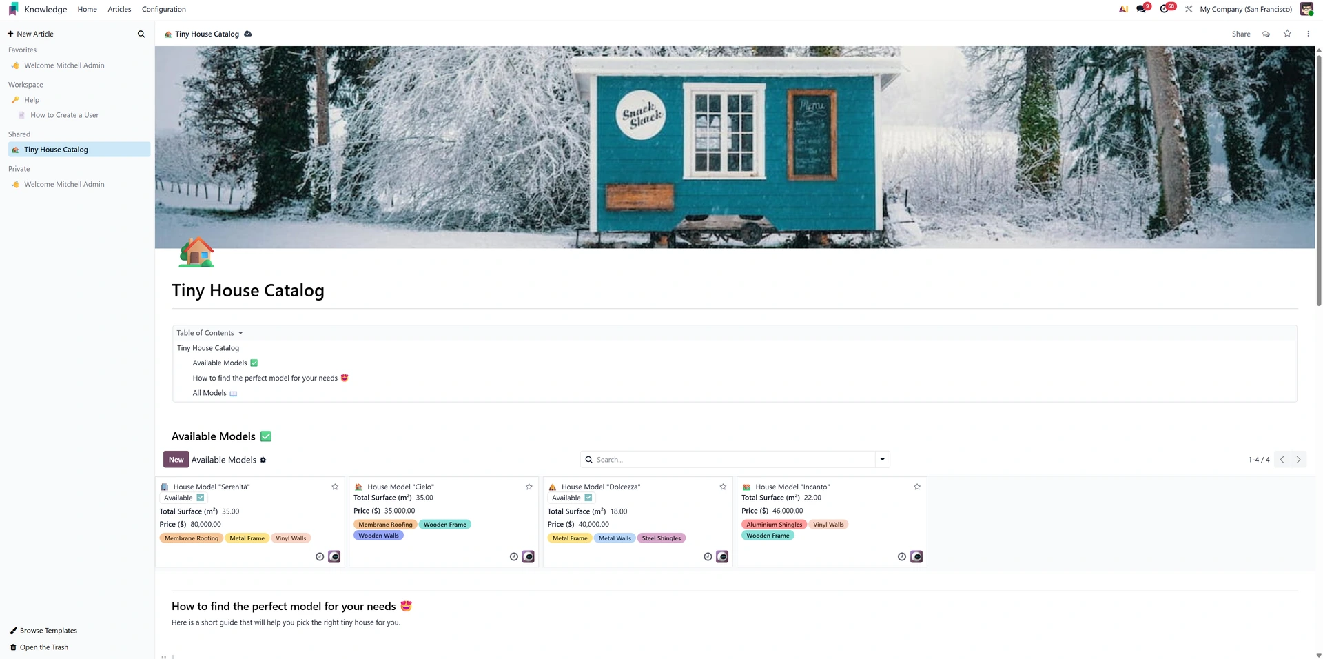 Odoo Knowledge Home