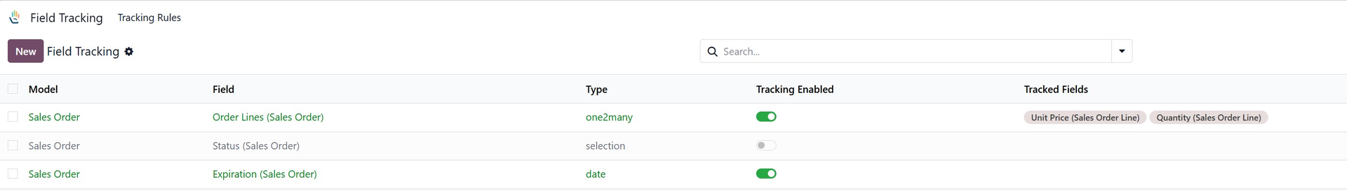 Review or Create Tracking Rules