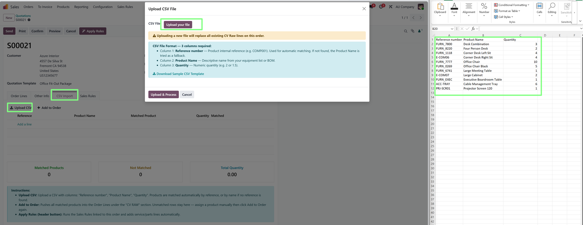 Upload a CSV and import products