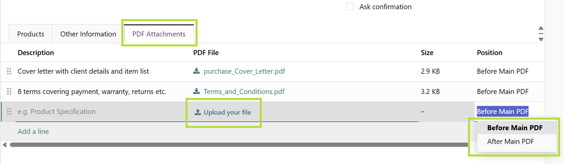 Upload PDFs & Set Position