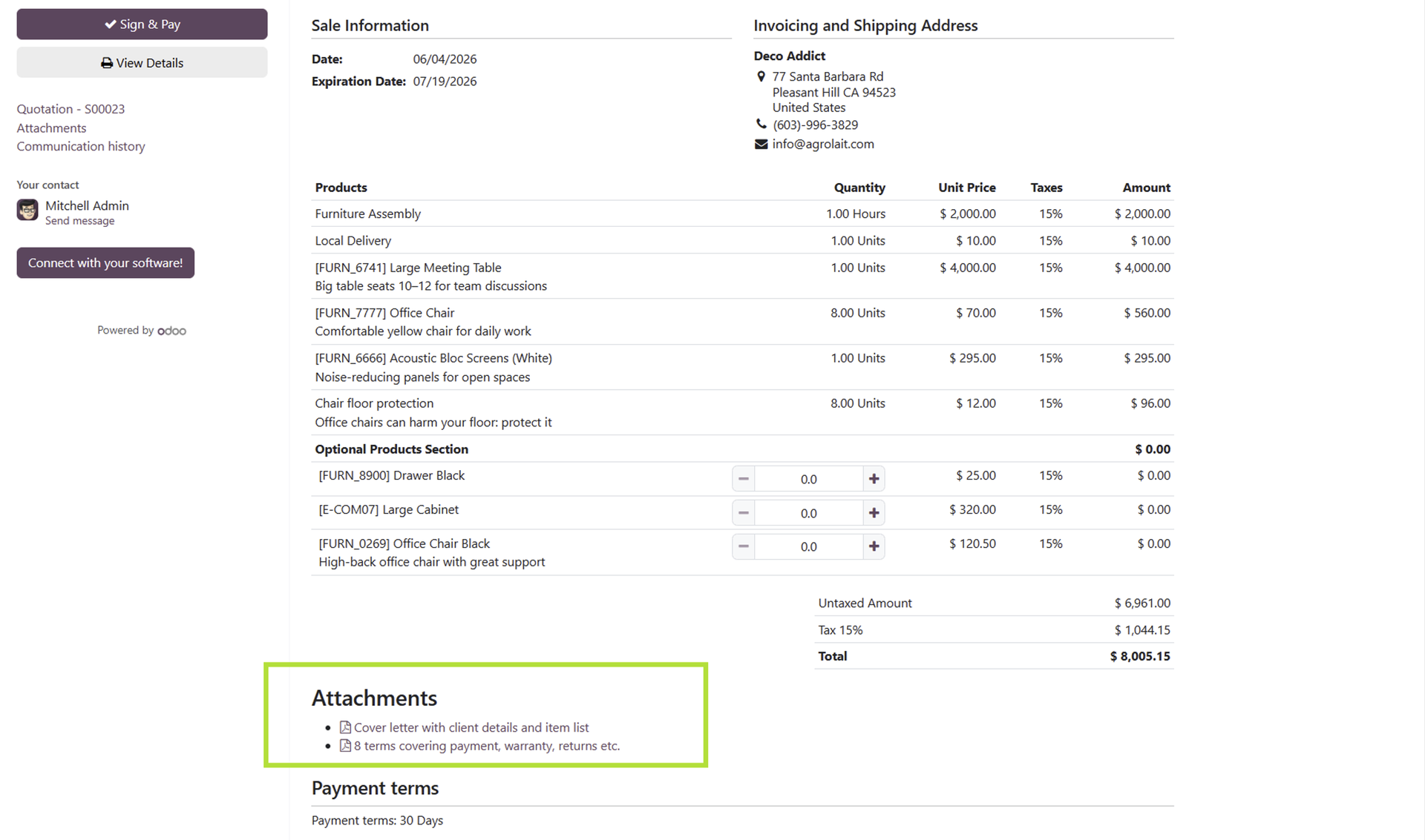 Customer Portal View